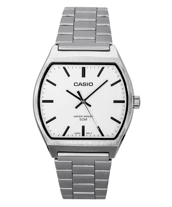 Casio Standard Analog Edelstahl weißes Zifferblatt Quarz MTP-B140D-7A Herrenuhr