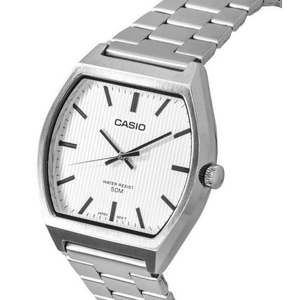 Casio Standard Analog Edelstahl weißes Zifferblatt Quarz MTP-B140D-7A Herrenuhr