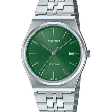 Casio Standard Analog Edelstahl grünes Zifferblatt Quarz MTP-B145D-3AV Unisex-Uhr