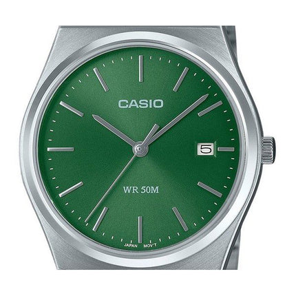 Casio Standard Analog Edelstahl grünes Zifferblatt Quarz MTP-B145D-3AV Unisex-Uhr