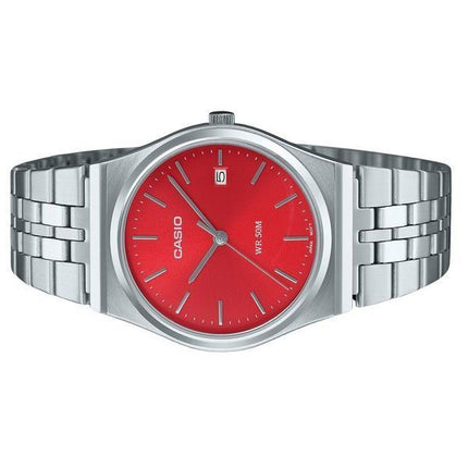 Casio Standard Analog Edelstahl rotes Zifferblatt Quarz MTP-B145D-4A2V Unisex-Uhr