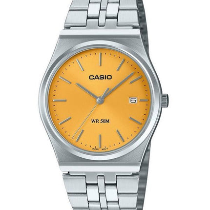 Casio Standard Analog Edelstahl Gelbes Zifferblatt Quarz MTP-B145D-9AV Unisex-Uhr