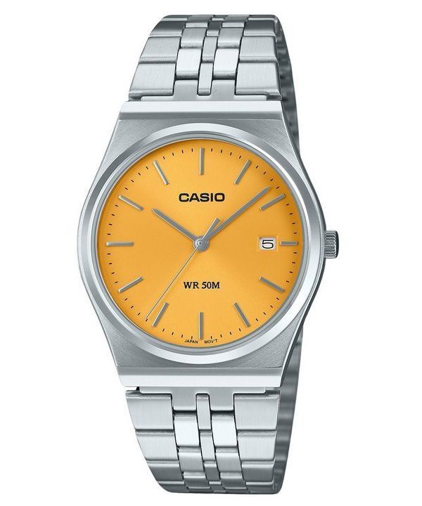 Casio Standard Analog Edelstahl Gelbes Zifferblatt Quarz MTP-B145D-9AV Unisex-Uhr