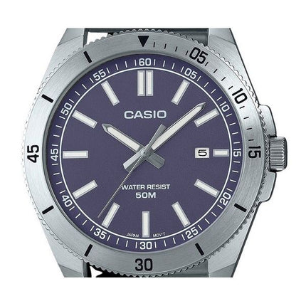 Casio Standard Analog Edelstahl blaues Zifferblatt Quarz MTP-B155D-2E Herrenuhr