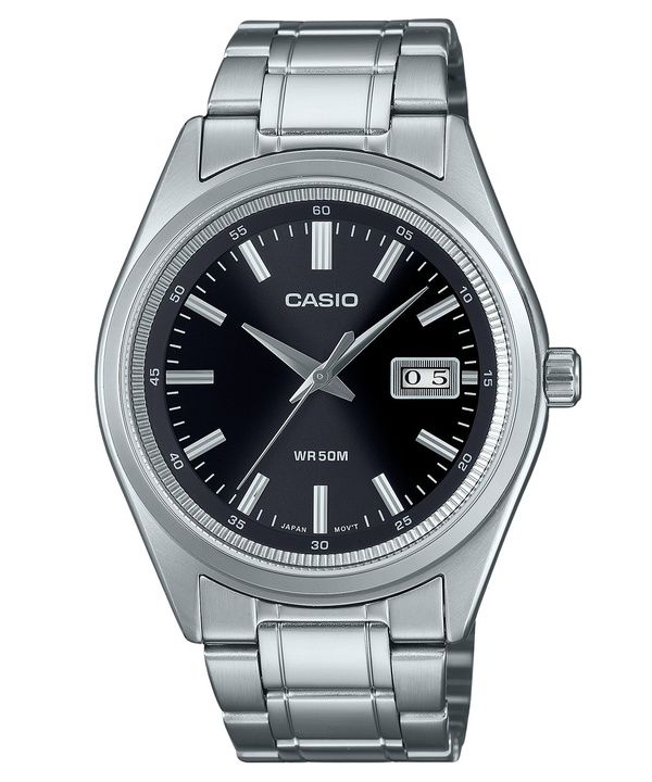 Casio Standard Analog Edelstahl schwarzes Zifferblatt Quarz MTP-B180D-1A1V Herrenuhr