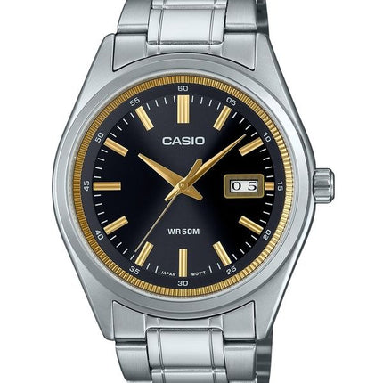 Casio Standard Analog Edelstahl schwarzes Zifferblatt Quarz MTP-B180D-1A2V Herrenuhr