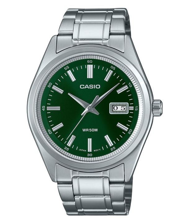 Casio Standard Analog Edelstahl grünes Zifferblatt Quarz MTP-B180D-3AV Herrenuhr