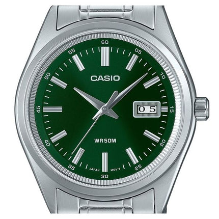 Casio Standard Analog Edelstahl grünes Zifferblatt Quarz MTP-B180D-3AV Herrenuhr