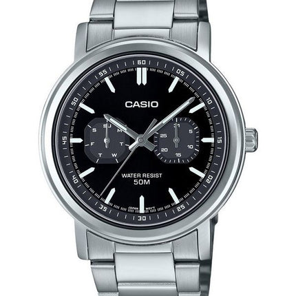 Casio Standard Analog Edelstahl schwarzes Zifferblatt Quarz MTP-E335D-1EV Herrenuhr