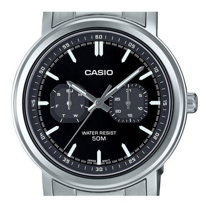 Casio Standard Analog Edelstahl schwarzes Zifferblatt Quarz MTP-E335D-1EV Herrenuhr