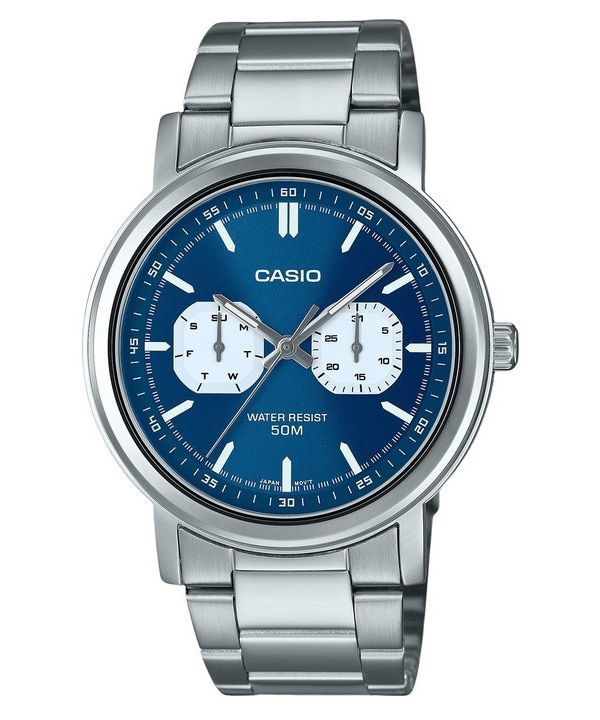 Casio Standard Analog Edelstahl Blaues Zifferblatt Quarz MTP-E335D-2E1V Herrenuhr