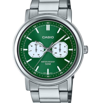 Casio Standard Analog Edelstahl Grünes Zifferblatt Quarz MTP-E335D-3EV Herrenuhr