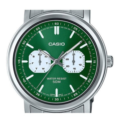 Casio Standard Analog Edelstahl Grünes Zifferblatt Quarz MTP-E335D-3EV Herrenuhr