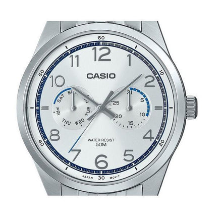 Casio Standard Analog Edelstahl Silber Zifferblatt Quarz MTP-E340D-7AV Herrenuhr