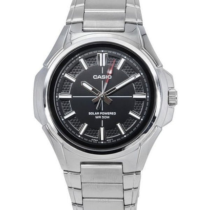 Casio Standard Analog Edelstahl schwarzes Zifferblatt solarbetriebene MTP-RS100D-1A Herrenuhr