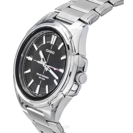 Casio Standard Analog Edelstahl schwarzes Zifferblatt solarbetriebene MTP-RS100D-1A Herrenuhr