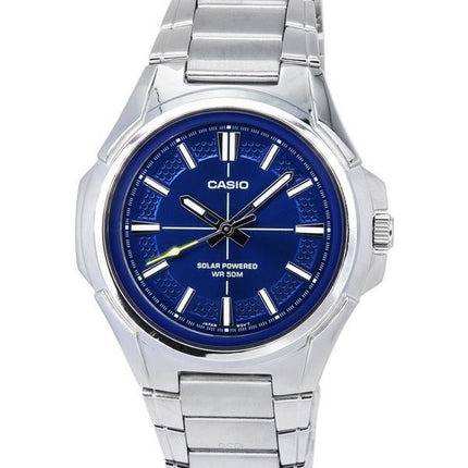 Casio Standard Analog Edelstahl Blaues Zifferblatt Solar MTP-RS100D-2A Herrenuhr