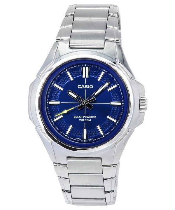 Casio Standard Analog Edelstahl Blaues Zifferblatt Solar MTP-RS100D-2A Herrenuhr