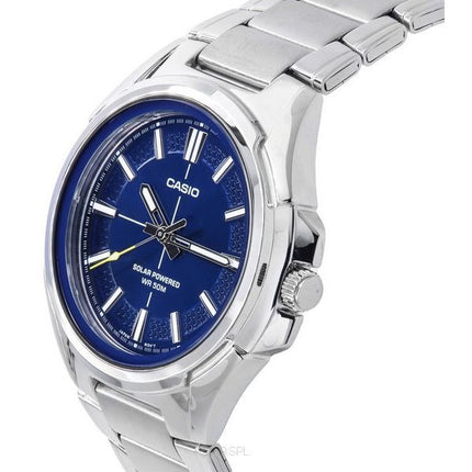 Casio Standard Analog Edelstahl Blaues Zifferblatt Solar MTP-RS100D-2A Herrenuhr