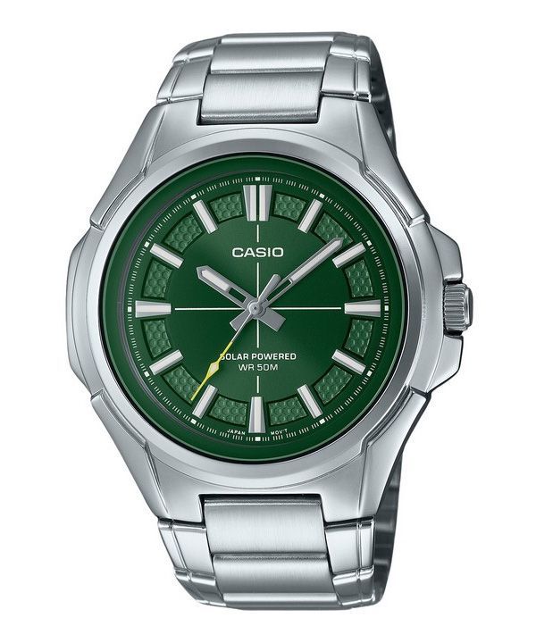 Casio Standard Analog Edelstahl Grünes Zifferblatt Solar MTP-RS100D-3AV Herrenuhr