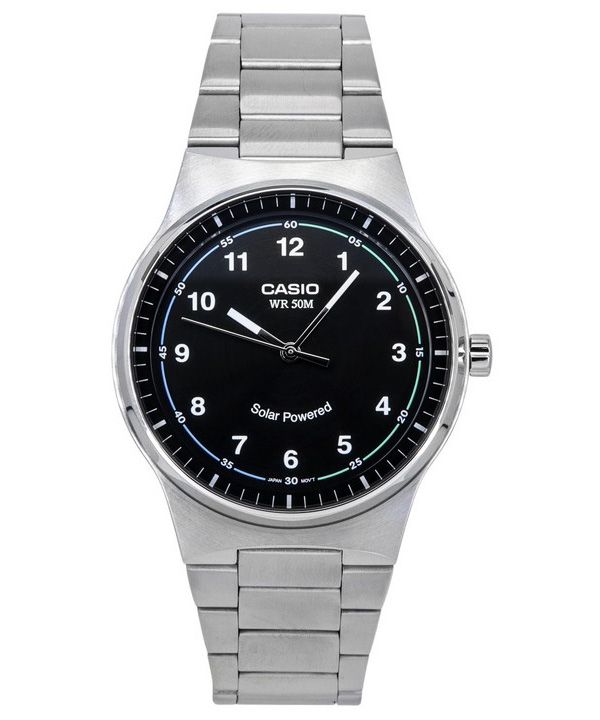 Casio Standard Analog Edelstahl schwarzes Zifferblatt solarbetriebene MTP-RS105D-1B Herrenuhr