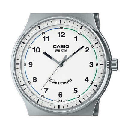 Casio Standard Analog Edelstahl weißes Zifferblatt Solar MTP-RS105D-7BV Herrenuhr