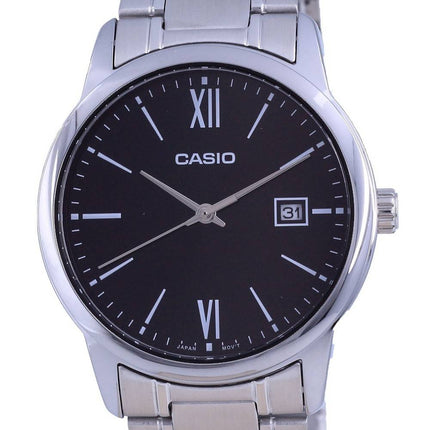 Casio Schwarzes Zifferblatt Edelstahl Analog Quarz MTP-V002D-1B3 MTPV002D-1 Herrenuhr