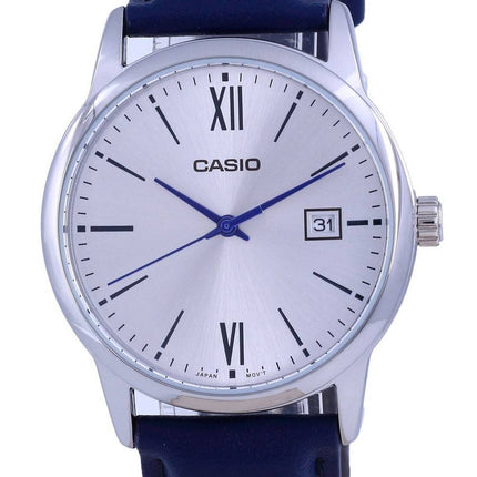 Casio Silbernes Zifferblatt Edelstahl Analog Quarz MTP-V002L-2B3 MTPV002L-2 Herrenuhr