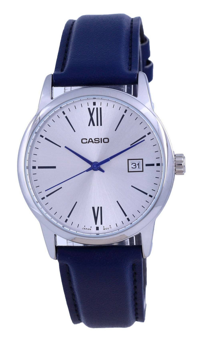 Casio Silbernes Zifferblatt Edelstahl Analog Quarz MTP-V002L-2B3 MTPV002L-2 Herrenuhr