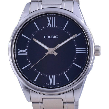 Casio Blaues Zifferblatt Edelstahl Analog Quarz MTP-V005D-2B5 MTPV005D-2 Herrenuhr