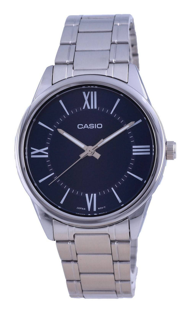 Casio Blaues Zifferblatt Edelstahl Analog Quarz MTP-V005D-2B5 MTPV005D-2 Herrenuhr