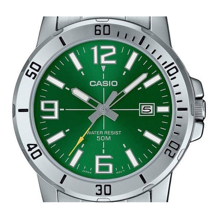 Casio Standard Analog Edelstahl Grünes Zifferblatt Quarz MTP-VD01D-3BV Herrenuhr