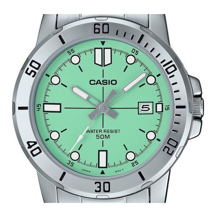 Casio Standard Analog Edelstahl Mintgrünes Zifferblatt Quarz MTP-VD01D-3E1V Herrenuhr