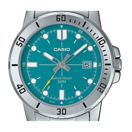 Casio Standard Analog Edelstahl Türkisblaues Zifferblatt Quarz MTP-VD01D-3E2V Herrenuhr