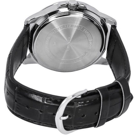 Casio Standard Analoge Herrenuhr mit schwarzem Lederarmband und schwarzem Zifferblatt und Quarzwerk MTP-VD01L-1C