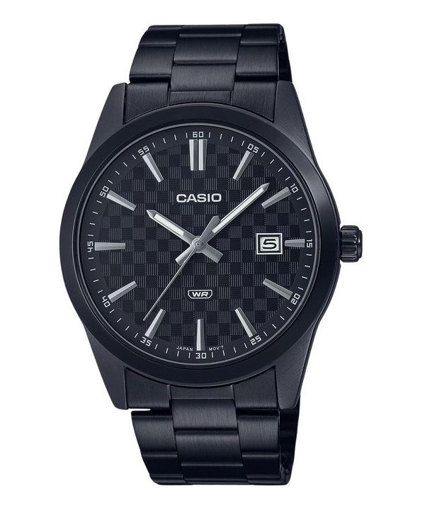 Casio Standard Analog Schwarz ionenplattierter Edelstahl Schwarzes Zifferblatt Quarz MTP-VD03B-1A Herrenuhr