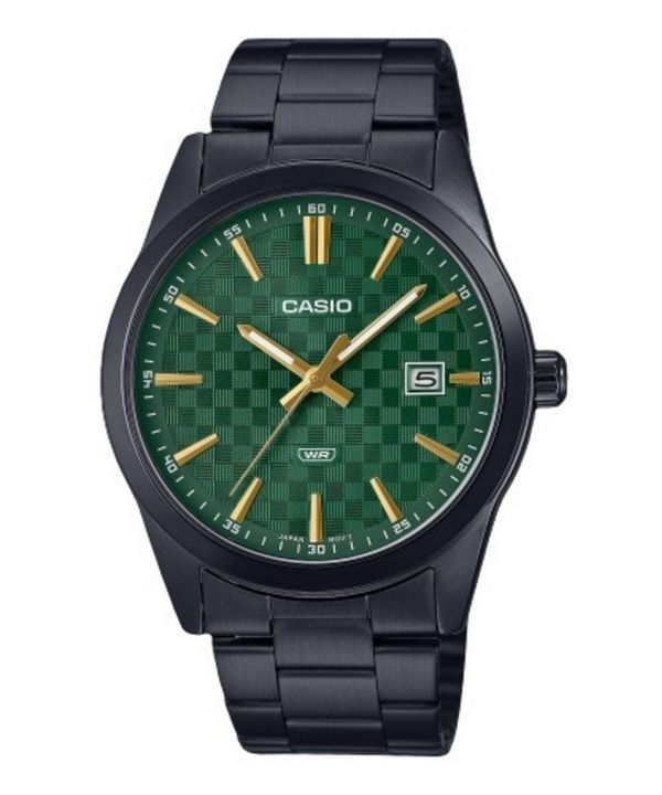 Casio Standard Analog ionenplattierter Edelstahl grünes Zifferblatt Quarz MTP-VD03B-3A Herrenuhr