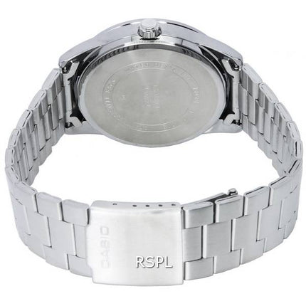 Casio Analog Edelstahl schwarzes Zifferblatt Quarz MTP-VD03D-1A MTPVD03D-1 Herrenuhr