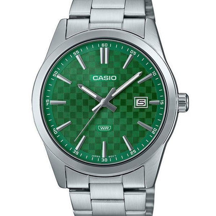 Casio Standard Analog Edelstahl Grünes Zifferblatt Quarz MTP-VD03D-3A1 Herrenuhr