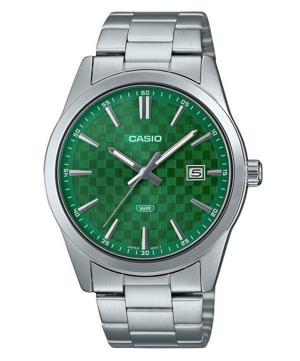 Casio Standard Analog Edelstahl Grünes Zifferblatt Quarz MTP-VD03D-3A1 Herrenuhr