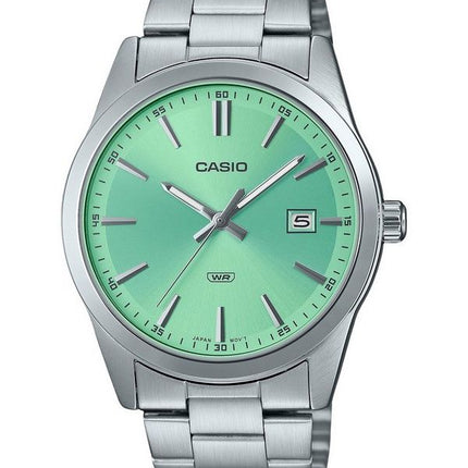 Casio Standard Analog Edelstahl Mintgrünes Zifferblatt Quarz MTP-VD03D-3A2 Herrenuhr