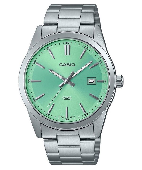 Casio Standard Analog Edelstahl Mintgrünes Zifferblatt Quarz MTP-VD03D-3A2 Herrenuhr