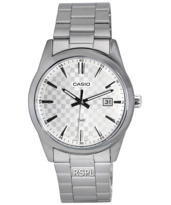 Casio Analog Edelstahl schwarzes Zifferblatt Quarz MTP-VD03D-1A MTPVD03D-1 Herrenuhr