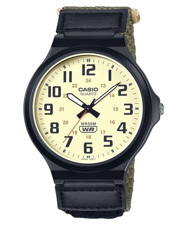 Casio Standard Analog Stoffarmband Beige Zifferblatt Quarz MW-240B-3BV Herrenuhr