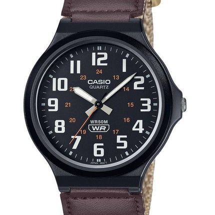 Casio Standard Analog-Stoffarmband mit schwarzem Zifferblatt und Quarzwerk MW-240B-5BV Herrenuhr