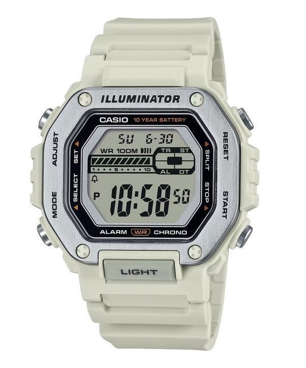 Casio Standard Digital weißes Harzarmband Quarz MWD-110H-8AV 100M Herrenuhr