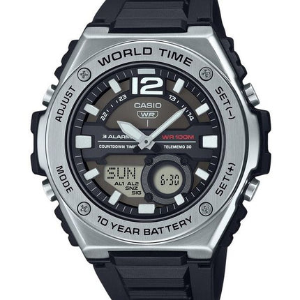 Casio Standard Analog Digital Resin Armband Schwarzes Zifferblatt Quarz MWQ-100-1AV 100M Herrenuhr