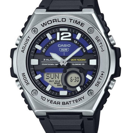 Casio Standard Analog Digital Resin Armband Blaues Zifferblatt Quarz MWQ-100-2AV 100M Herrenuhr