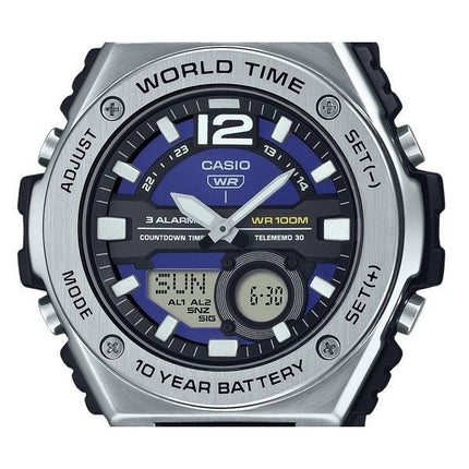 Casio Standard Analog Digital Resin Armband Blaues Zifferblatt Quarz MWQ-100-2AV 100M Herrenuhr