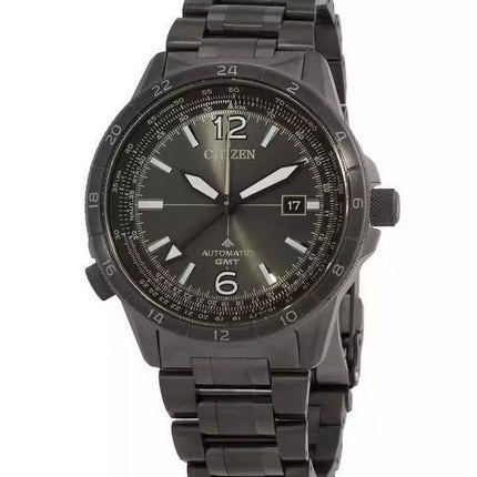 Citizen Promaster Air GMT Edelstahl schwarzes Zifferblatt Automatik NB6045-51H 200M Herren-Fliegeruhr